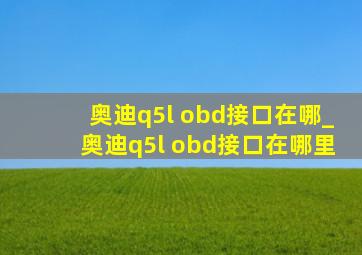 奥迪q5l obd接口在哪_奥迪q5l obd接口在哪里